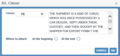 Goods Dscr Popup - Field Descriptions